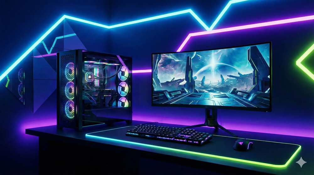 PC gaming SIGMA avec &eacute;clairage vert